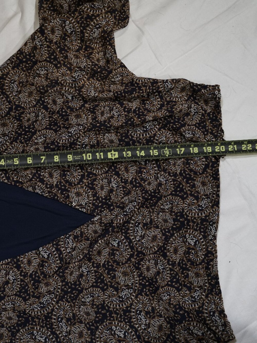 VICI Med Navy Brown Paisley Wrap Blouse Boho Chic Romantic Balloon Sleeve Top - Picture 7 of 7